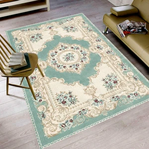 Kaymaz Dot Taban Yıkanabilir  Dijital Baskı Çiçek Sarmalı Desenli Salon Halısı 80 x 100