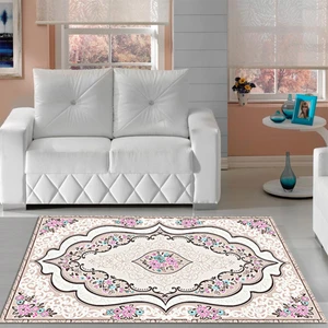 Kaymaz Dot Taban Yıkanabilir  Dijital Baskı Osmanlı Motifli Çiçek Desenli Salon Halısı 80 x 200