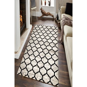 Kaymaz Dot Taban Yıkanabilir  Dijital Baskı Oval Geometrik Desenli Salon Halısı 80 x 100