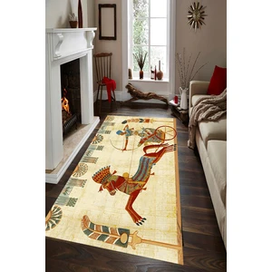 Kaymaz Dot Taban Yıkanabilir  Dijital Baskı Mısır Sanatı Desenli Salon Halısı 140 x 220