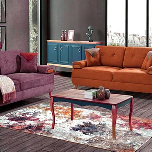 Kaymaz Dot Taban Yıkanabilir  Dijital Baskı Ebruli Desenli Salon Halısı 80 x 100