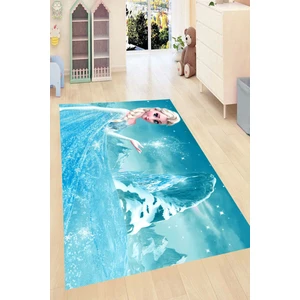 Kaymaz Dot Taban Yıkanabilir  Dijital Baskı Elsa Prenses Desenli Çocuk Halısı 80 x 200