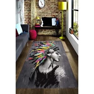 Kaymaz Dot Taban Yıkanabilir  Dijital Baskı Tüylü Kızıldereli Salon Halısı 80 x 100