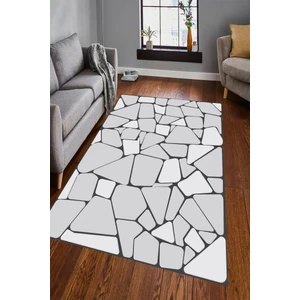 Kaymaz Dot Taban Yıkanabilir  Dijital Baskı Kırık Taş Desenli Salon Halısı 70 X 150