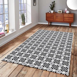Kaymaz Dot Taban Yıkanabilir Dijital  Baskı Çini Desenli Salon Halısı 80 x 250