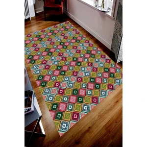 Kaymaz Dot Taban Yıkanabilir  Dijital Baskı Kilim Tarzında Salon Halısı 80 x 100