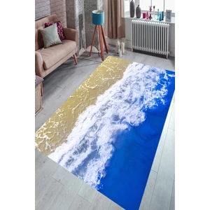 Kaymaz Dot Taban Yıkanabilir  Dijital Baskı Deniz Ve Sahil Buluşması Salon Halısı 80 x 100