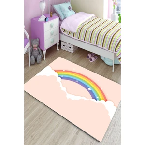 Kaymaz Dot Taban Yıkanabilir  Dijital Baskı Gökkuşağı Zarfı Çocuk Halısı 80 x 100
