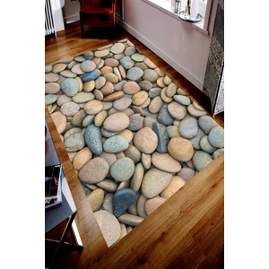 Kaymaz Dot Taban Yıkanabilir  Dijital Baskı Birikmiş Taşlar Modern Renkler Salon Halısı 80 x 100