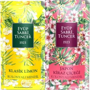 Eyüp Sabri Tuncer Klasik Limon ve Japon Kiraz Çiçeği 300'LÜ Kolonyalı Mendil 2'li Set