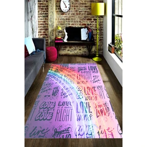 Kaymaz Dot Taban Yıkanabilir  Dijital Baskı Modern Renkler Gökkuşağı Geçişi Salon Halısı 80 x 100