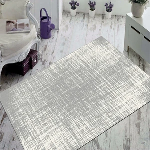 Kaymaz Dot Taban Yıkanabilir  Dijital Baskı Gri Eskitme Desenli Salon Halısı 80 x 100