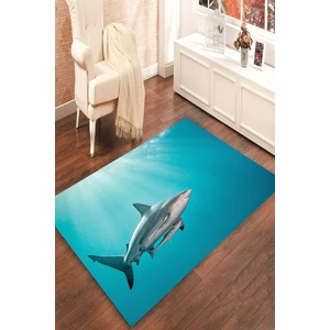 Kaymaz Dot Taban Yıkanabilir  Dijital Baskı Köpek Balığı Keşfi Salon Halısı 180 x 280
