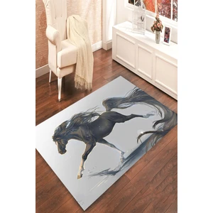 Kaymaz Dot Taban Yıkanabilir  Dijital Baskı Dijital Çizimli At Salon Halısı 80 x 250