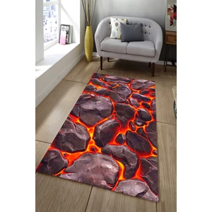 Kaymaz Dot Taban Yıkanabilir Dijital  Baskı Yükselen Lavlar Salon Halısı 180 x 280
