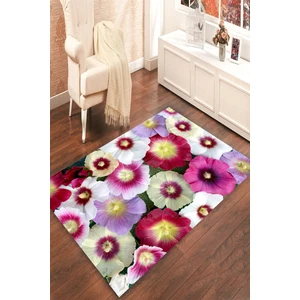Kaymaz Dot Taban Yıkanabilir  Dijital Baskı Soft Çiçekler Renk Karmaşası Salon Halısı 80 x 600