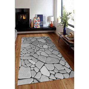 Kaymaz Dot Taban Yıkanabilir  Dijital Baskı Gri Tonlar Geometrik Taşlar Salon Halısı 80 x 120