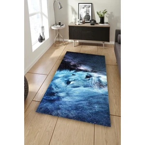 Kaymaz Dot Taban Yıkanabilir Dijital  Baskı Buz Aslanı Ve Galaxy Salon Halısı 180 x 280