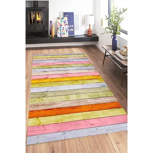 Kaymaz Dot Taban Yıkanabilir  Dijital Baskı Renkli Parke Zemin Desenli Salon Halısı 200 x 300