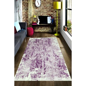 Kaymaz Dot Taban Yıkanabilir  Dijital Baskı Mor Motifli Salon Halısı 80 x 100