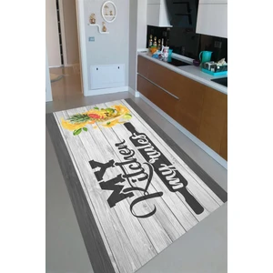 Kaymaz Dot Taban Yıkanabilir  Dijital Baskı Tahta Tasarımlı Mutfağım Mutfak Halısı 80 x 100