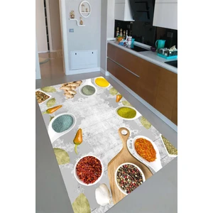 Kaymaz Dot Taban Yıkanabilir  Dijital Baskı Sebze ve Baharat Mutfak Halısı 80 x 200