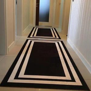 Kaymaz Dot Taban Yıkanabilir  Dijital Baskı Dekoratif Kare Desenli Salon Halısı 160 x 233