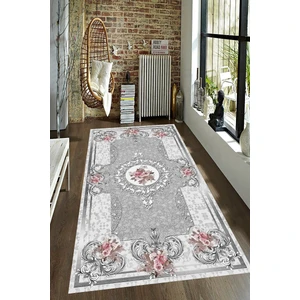 Kaymaz Dot Taban Yıkanabilir Dijital  Baskı Çiçek Motifi Desenli Salon Halısı 200 x 300