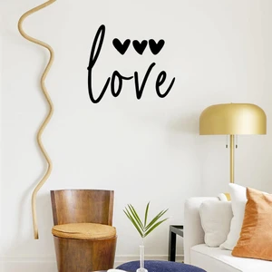 - El Yazısı ile Yazılmış Love Duvar Yazısı Sticker 60X53CM - Siyah