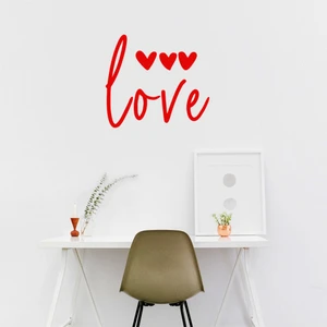 - El Yazısı ile Yazılmış Love Duvar Yazısı Sticker 60X53CM - Kırmızı