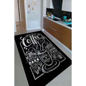 Kaymaz Dot Taban Yıkanabilir  Dijital Baskı Mutfak İçin Kahve Tasarımlı Mutfak Halısı 80 x 200
