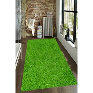 Kaymaz Dot Taban Yıkanabilir  Dijital Baskı Çim Desenli Salon Halısı 80 x 100