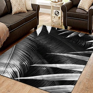 Kaymaz Dot Taban Yıkanabilir Dijital  Baskı Palmiye Desenli Salon Halısı 170 X 230