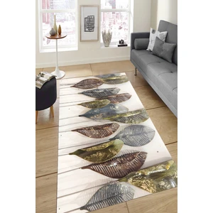 Kaymaz Dot Taban Yıkanabilir  Dijital Baskı Sarkıt Yaprak Desenli Salon Halısı 80 x 100