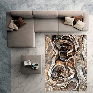 Kaymaz Dot Taban Yıkanabilir  Dijital Baskı Mozaik Desenli Salon Halısı 80 x 100
