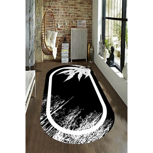 Kaymaz Dot Taban Yıkanabilir  Dijital Baskı Oval Şerit Detaylı Özel Tasarımlı Salon Halısı 100 x 600