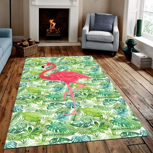 Kaymaz Dot Taban Yıkanabilir Dijital  Baskı Flamingo Desenli Salon Halısı 80 x 100