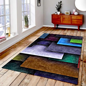 Kaymaz Dot Taban Yıkanabilir Dijital  Baskı Sanatsal Tasarım Desenli Salon Halısı 80 x 100