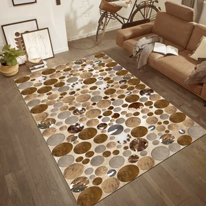 Kaymaz Dot Taban Yıkanabilir  Dijital Baskı Yuvarlak Tay Tüyü Desenli Salon Halısı 70 X 300