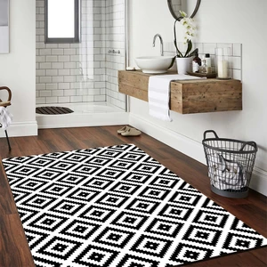 Kaymaz Dot Taban Yıkanabilir  Dijital Baskı Simetrik Desenli Salon Halısı 100 X 125