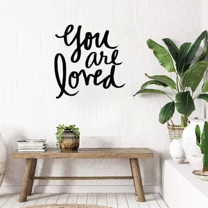 - El Yazısı ile Yazılmış You Are Loved Yazısı Sticker 60X57CM - Siyah