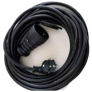 7 Mt. Siyah 3x1,5 Mm² Ttr Kablolu Tekli Kauçuk Topraklı Priz Uzatma Kablosu