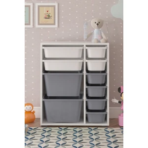 Çok Amaçlı Oyuncak Dolabı Beyaz Gri 2D2K6U