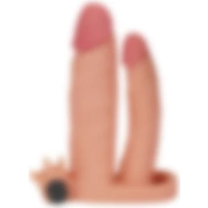 Lilitu Shop 2,5 cm Uzatmalı Çiftli Içi Boş Titreşimli 18 cm Çatal Dildo Penis Kılıfı