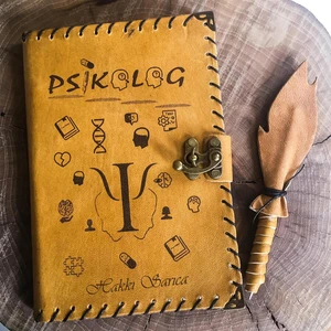 Psikoloğa Hediye Deri Defter Sarı