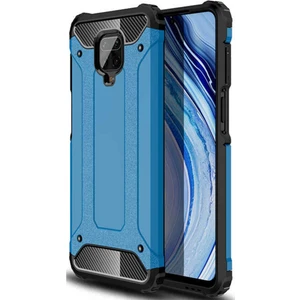 Xiaomi Redmi Note 9 Pro Kapak Çift Katmanlı Zırh Tank Kılıf - Mavi