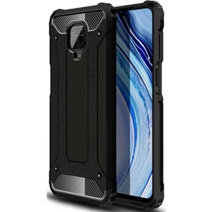 Xiaomi Redmi Note 9 Pro Kapak Çift Katmanlı Zırh Tank Kılıf - Siyah