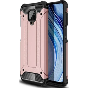 Xiaomi Redmi Note 9 Pro Kapak Çift Katmanlı Zırh Tank Kılıf - Rose Gold