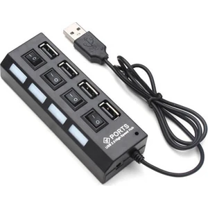 4 Port USB 2.0 Çoklayıcı Çoğaltıcı Hub Anahtarlı Işıklı On Off