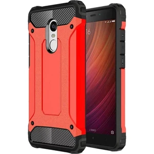 Xiaomi Redmi Note 4 Kapak Çift Katmanlı Zırh Tank Kılıf - Kırmızı